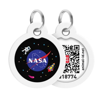 Адресник металевий WAUDOG Smart ID NASA, коло, L (Ø 30 мм), з QR-паспортом, для собак і котів, 230-0147