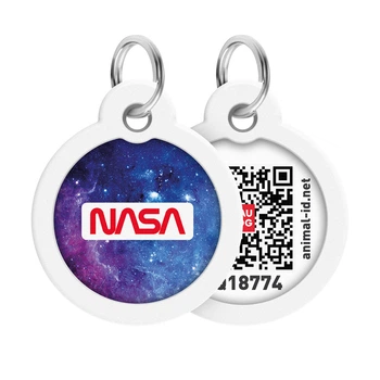 Адресник металлический WAUDOG Smart ID NASA21, круг, L (Ø 30 мм), с QR-паспортом, для собак и котов, 230-0148