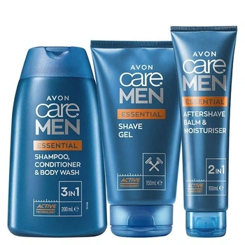 Чоловічий набір для гоління Avon Care Men Основний догляд (бальзам після гоління 100 мл гель для гоління 150 мл комплексний засіб 3 в 1 200 мл)
