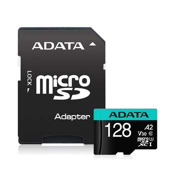 Карта памяти microSDXC A-DATA Premier Pro 128Gb Class 10 V30S A2 (R-100Mb/s W85Mb/s) AUSDX128GUI3V30SA2-RA1