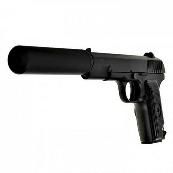 Дитячий страйкбольний Пістолет з глушником Тульский Токарев ТТ Galaxy G33A метал, пластик стріляє кульками 6 мм Чорний