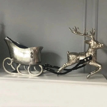 Новорічна статуетка сувенір "Олень із санками", 66x40x15см
