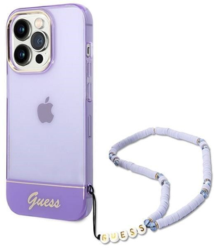 Etui plecki Guess Translucent Pearl Strap do Apple iPhone 14 Pro Max Purple (3666339064235)