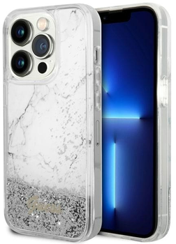 Панель Guess Liquid Glitter Marble для Apple iPhone 14 Pro Max Білий (3666339127336)