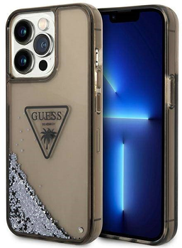 Панель Guess Liquid Glitter Palm Collection для Apple iPhone 14 Pro Max Чорний (3666339064679)