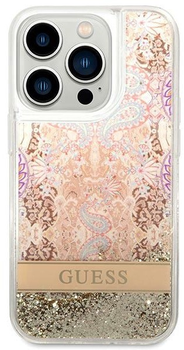 Панель Guess Paisley Liquid Glitter для Apple iPhone 14 Pro Max Золотий (3666339088491)