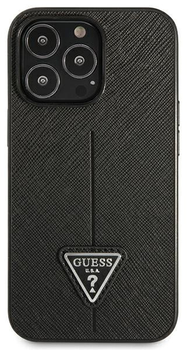 Панель Guess Saffiano Triangle Logo для Apple iPhone 14 Pro Max Чорний (3666339065393)