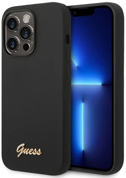 Панель Guess Silicone Vintage Gold Logo для Apple iPhone 14 Pro Max Чорний (3666339064914)