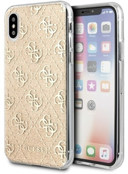 Etui plecki Guess 4G Glitter do Apple iPhone X/Xs Gold (3700740468531)