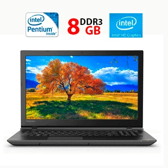 Ноутбук Toshiba Satellite C55 / 15.6" (1366x768) TN / Intel Pentium N3700 (4 ядра по 1.6 - 2.4 GHz) / 8 GB DDR3 / 128 GB SSD / Intel HD Graphics / WebCam б/у