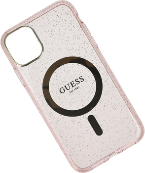 Etui plecki Guess Glitter Gold MagSafe do Apple iPhone 11 Pink (3666339125806)