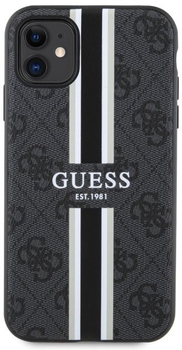 Панель Guess 4G Printed Stripes MagSafe для Apple iPhone 11 Чорний (3666339119614)