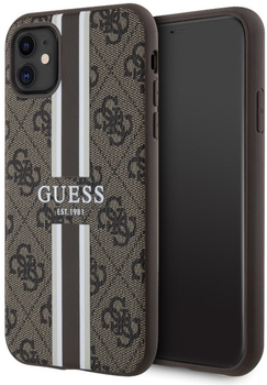 Панель Guess 4G Printed Stripes MagSafe для Apple iPhone 11 Коричневий (3666339119713)