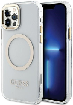 Панель Guess Metal Outline Magsafe для Apple iPhone 12/12 Pro Золотий (3666339169923)