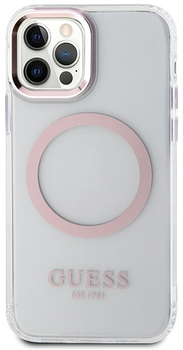 Etui plecki Guess Metal Outline Magsafe do Apple iPhone 12/12 Pro Pink (3666339169961)