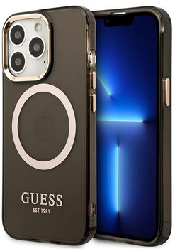 Панель Guess Gold Outline Translucent MagSafe для Apple iPhone 13/13 Pro Чорний (3666339057039)