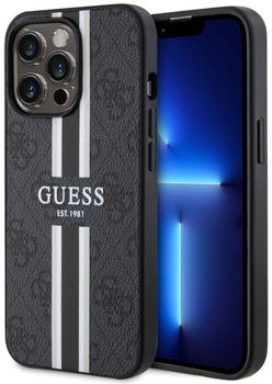 Панель Guess 4G Printed Stripes MagSafe для Apple iPhone 13/13 Pro Чорний (3666339119652)