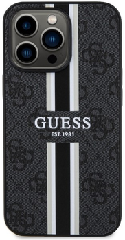 Панель Guess 4G Printed Stripes MagSafe для Apple iPhone 13/13 Pro Чорний (3666339119652)