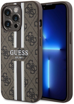 Панель Guess 4G Printed Stripes MagSafe для Apple iPhone 13/13 Pro Коричневий (3666339119751)