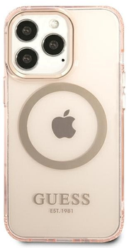 Панель Guess Gold Outline Translucent MagSafe для Apple iPhone 13 Pro Max Рожевий (3666339057121)