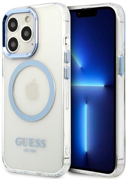 Панель Guess Metal Outline Magsafe для Apple iPhone 13 Pro Max Синій (3666339057244)