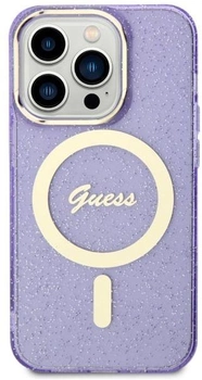 Панель Guess Glitter Gold MagSafe для Apple iPhone 14 Pro Фіолетовий (3666339125684)