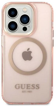 Панель Guess Gold Outline Translucent MagSafe для Apple iPhone 14 Pro Рожевий (3666339069681)