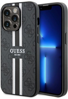 Панель Guess 4G Printed Stripes MagSafe для Apple iPhone 14 Pro Чорний (3666339119690)