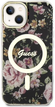 Панель Guess Flower MagSafe для Apple iPhone 14 Plus Чорний (3666339115524)