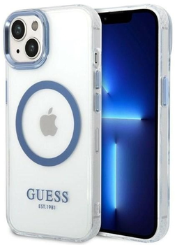 Панель Guess Metal Outline Magsafe для Apple iPhone 14 Plus Синій (3666339069797)