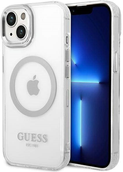 Панель Guess Metal Outline Magsafe для Apple iPhone 14 Plus Сріблястий (3666339069834)