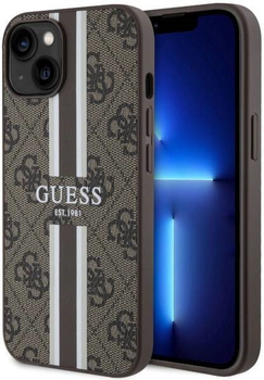 Панель Guess 4G Printed Stripes MagSafe для Apple iPhone 14 Plus Коричневий (3666339119782)