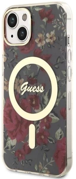 Etui plecki Guess Flower MagSafe do Apple iPhone 14 Khaki (3666339115593)