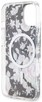 Etui plecki Guess Flower MagSafe do Apple iPhone 14 Black (3666339115517)
