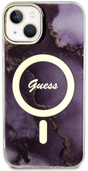 Etui plecki Guess Golden Marble MagSafe do Apple iPhone 14 Purple (3666339115838)
