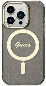 Панель Guess Glitter Gold MagSafe для Apple iPhone 14 Pro Max Чорний (3666339125592)