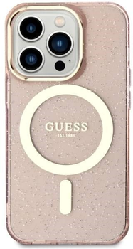 Панель Guess Glitter Gold MagSafe для Apple iPhone 14 Pro Max Рожевий (3666339125899)