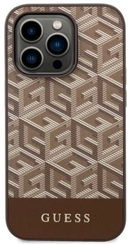 Etui plecki Guess G Cube Stripes MagSafe do Apple iPhone 14 Pro Max Brown (3666339112493)