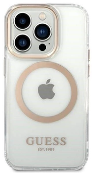 Панель Guess Metal Outline Magsafe для Apple iPhone 14 Pro Max Золотий (3666339069735)