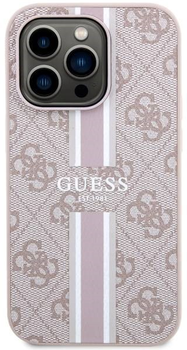 Панель Guess 4G Printed Stripes MagSafe для Apple iPhone 14 Pro Max Рожевий (3666339119904)