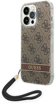 Etui plecki Guess 4G Print Strap do Apple iPhone 14 Pro Brown (3666339093853)