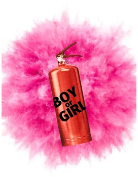 Баллон для Гендер Пати 1 кг с Розовой Краской Холли, Gender Party BOY OR GIRL, красный с наклейкой