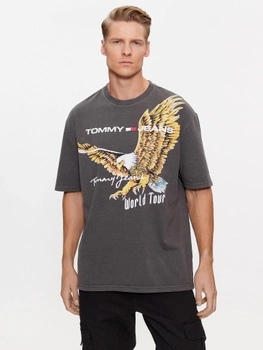 Koszulka męska bawełniana Tommy Jeans DM0DM17737 2XL Grafitowa (8720644976562)