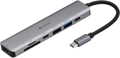 Адаптер Tracer A-2 USB Type-C з кардрідером, HDMI 4K, USB 3.0, PDW 60W (TRAPOD46997)