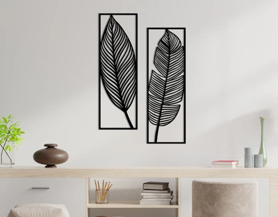 Декоративне панно на стіну з дерева Upwood Decor Листя Leaves 75 х 50 см black