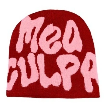 Шапка утепленная Mea Culpa Beanie Bonnet Y2k K-pop Gorros бордовая