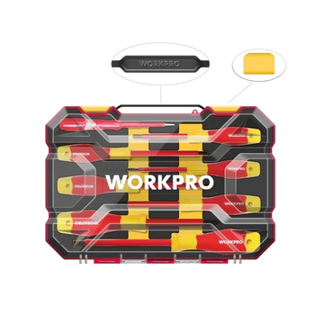 Набор отверток диэлектрических WORKPRO (8 предм.) EN/IEC 60900 10000V PRO PLUS WP204700