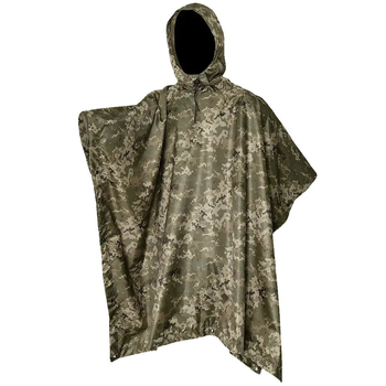 Дождевик шатер для военных плащ - шатер пиксель дождевик - пончо с люверсами. Цвет – пиксель