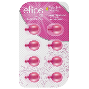 Капсулы для волос Терапия для волос Ellips Hair Vitamin Heat Protection 8 шт x 1 мл розовые