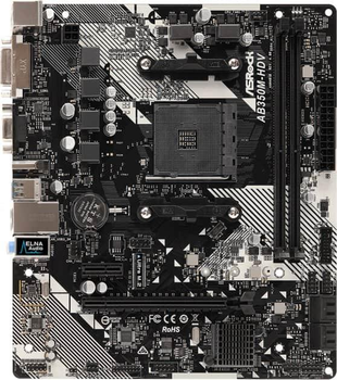 Материнська плата AsRock AB350M-HDV R4.0 (AB350M-HDV R4.0) (sAM4, AMD B350, Micro-ATX) Б/в